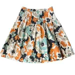 Merona Floral A-Line Skirt Orange and Blue. No Size Tag. 28” Waist 24” Length